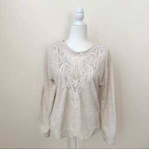 Knox Rose Semi Sheer Crochet Pullover Sweater